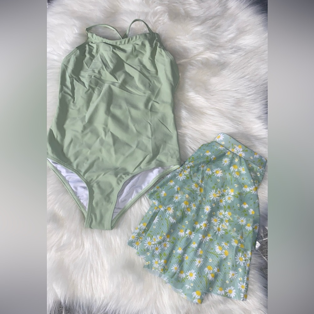 Green Kids Swim One Piece